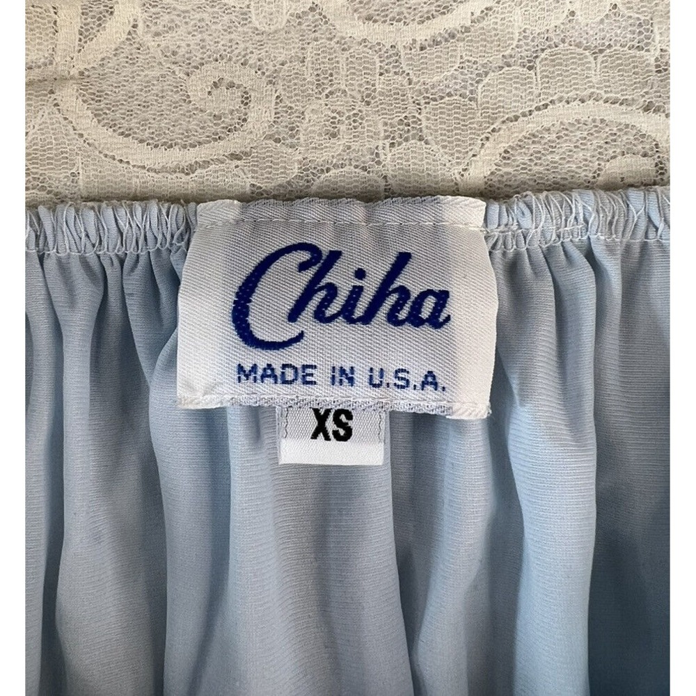 Vintage Chiha Brand Nylon And Lace Blue And White NightGown Size XS - Picture 5 of 8